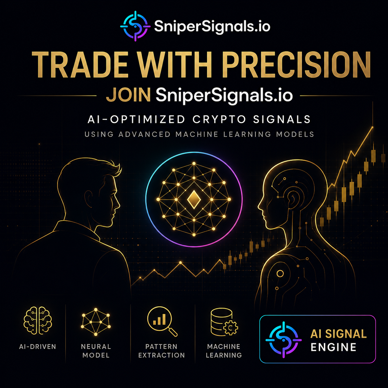 Example signal chart with neon Buy/Sell markers